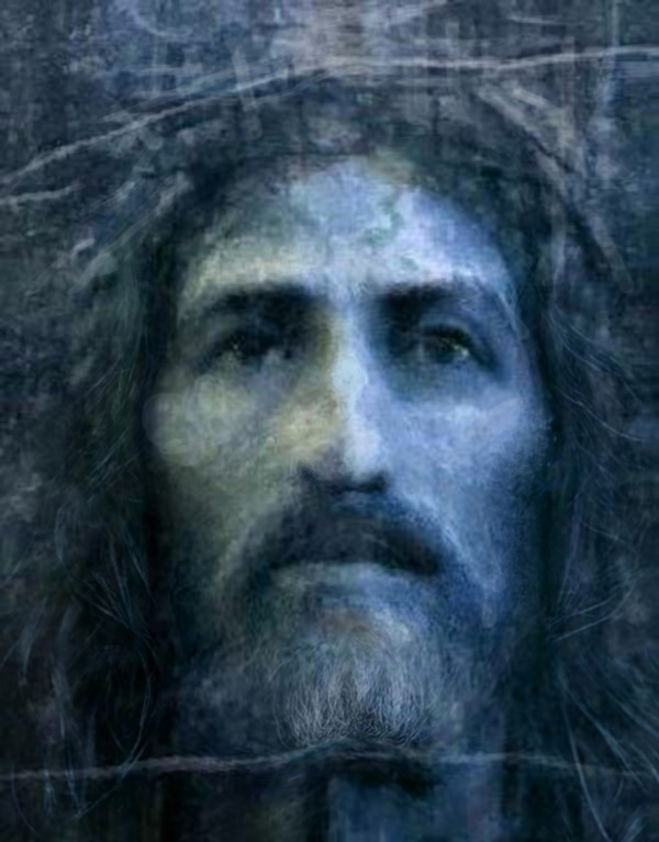 Christ face reconstruction blue by ArtofCaelia